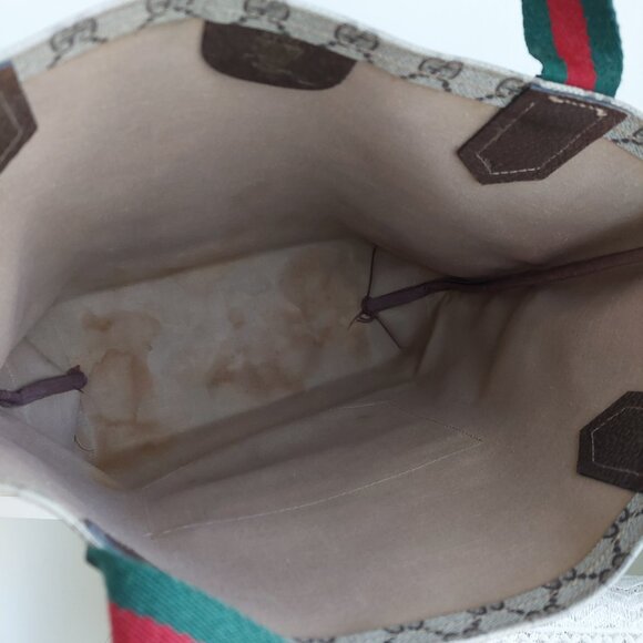 Gucci Web Tan Monogram Canvas Sherry Line GG Tote Bag - Picture 15 of 16